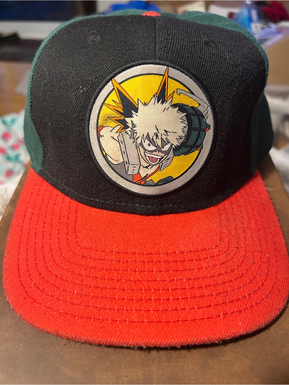 Kids Tricolor Snapback Hat with Character Patch - Black, Red, Green